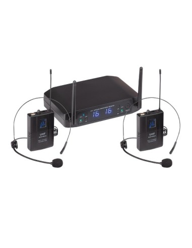 SOUNDSATION WF-U216PP Sistema a Radiomicrofono Doppio UHF da 16+16 Canali con due microfoni ad archetto e due trasmettitori tas