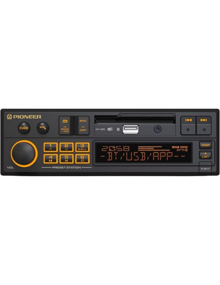 Pioneer SXT-C10PS Autoradio 1-DIN: design retrò con tecnologia moderna, BT, DAB+, USB, AUX, illuminazione RGB, equalizzatore a 