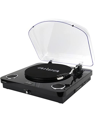 Aiwa Giradischi colore Nero con Bluetooth - FM e altoparlanti Integrati