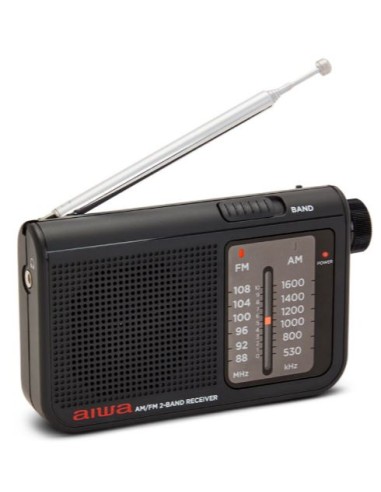 AIWA RS-55BK Radio Portatile Pocket AM/FM colore Nero completo di cuffie, stuccio e batterie