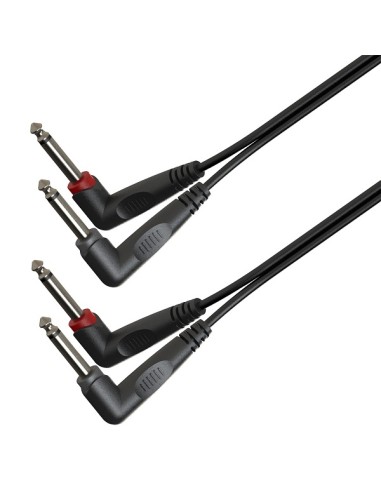 Cavo adattatore 2x6.3mm Jack angolato maschio MONO - 2x6.3mm Jack angolato maschio MONO / 0.6mt