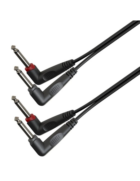 Cavo adattatore 2x6.3mm Jack angolato maschio MONO - 2x6.3mm Jack angolato maschio MONO / 0.6mt