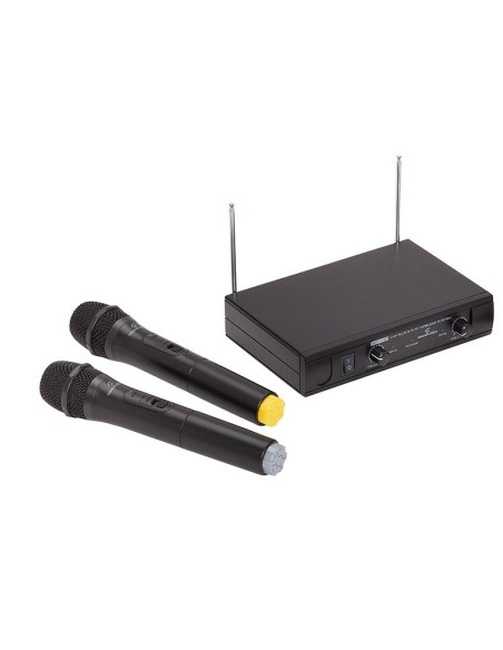 DOPPIO RADIOMICROFONO VHF SOUNDSTATION CON 2 MICROFONI  PALMARI / GELATO (205.75 MHZ - 209.80 MHZ)