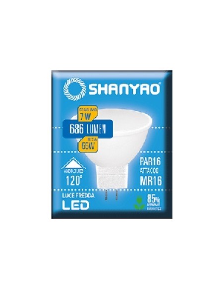 FARETTO LED LUCE FREDDA PAR 16 ATTACCO MR16 7W RESA 55W 686 LUMEN