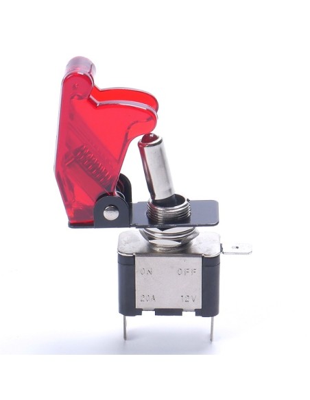 INTERRUTTORE LEVA LUMINOSO LED 12V COLORE ROSSO+ COPERCHIO