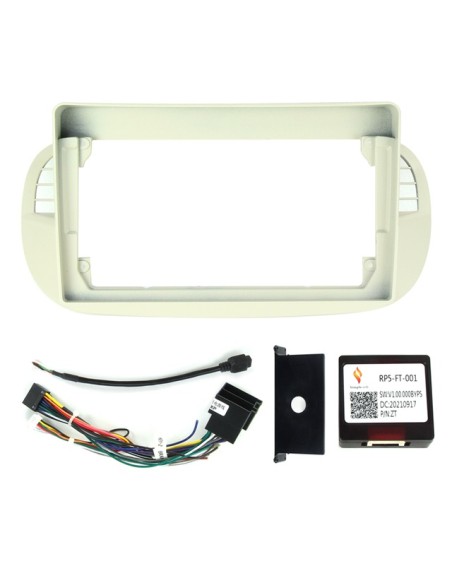 Mascherina Fiat 500 dal 07 al 15 Avorio per Tablet 9"+Centralina com. Volante