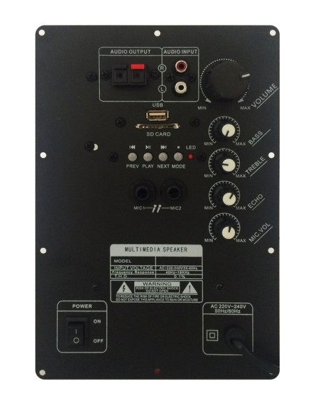 Modulo Amplificatore 100w max con uscita per secondo Diffusore - Player Usb sd Bt