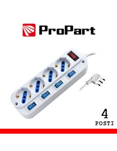 Multipresa 4 posti Bipasso / schuko Spina 16a + interruttori per ogni Presa - 1,5 mt