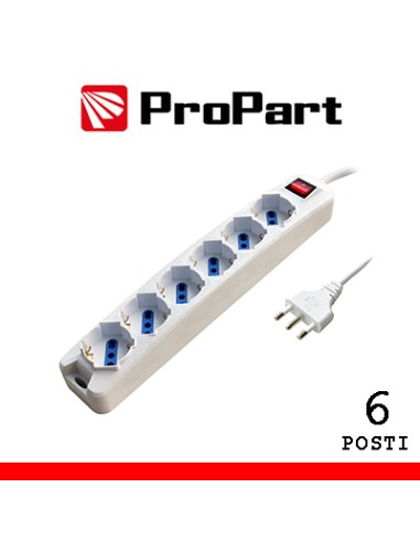 Multipresa 6 posti Bipasso / schuko con Spina16a + interruttore Cavo 1,5 mt