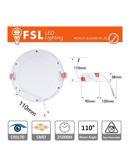 Pannello LED rotondo 18W-72W SMD - Luce fredda 1450 Lumen 6500k