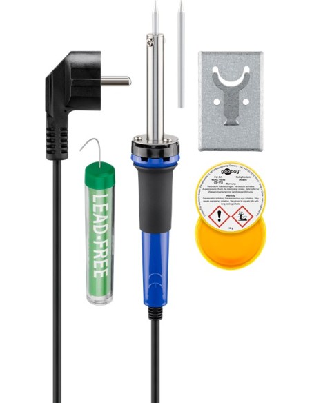 Set saldatore 30W con supporto/punte/stagno 10g e pasta saldante 10g
