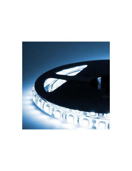 STRISCIA LED 5050 IP65 ADESIVA 5 MT BIANCO GHIACCIO ALTISSIMA LUMINOSITA'