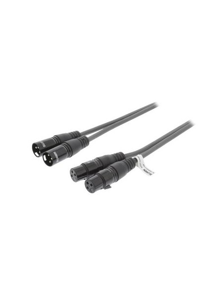 XLR Cavo Stereo 2x xLR 3-Pin Maschio - 2x xLR 3-Pin Femmina 1.50 m Grigio Scuro